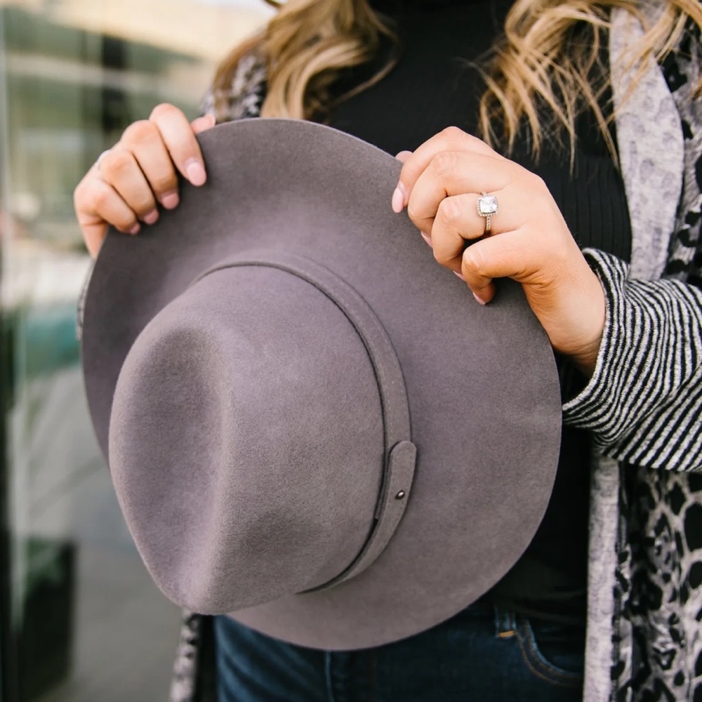 Wool Hat, gray hat wide brim hat stylish hat winter hat fall hats